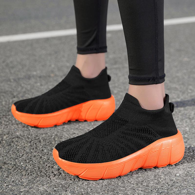 Autumn Foreign Trade One-pedal Foot Walking Shoes Men's and Women's Thick-soled Shock-absorbing Lightweight Fly-woven Mesh Shoes Fitness Trendy Shoes