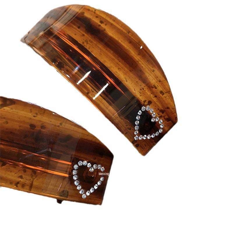 French Vintage Amber Acetate Hairpin: Elegant Luxury Spring Clip for Sweet, Chic Styles