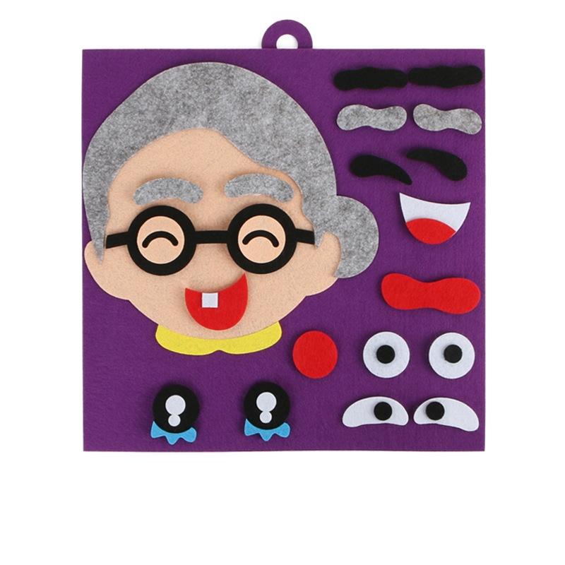 Diy Puzzle Felt Toy Non-Woven Fabric Early Childhood Education For Manual Cognitive Facial Expression Stickers Game Kids Gift