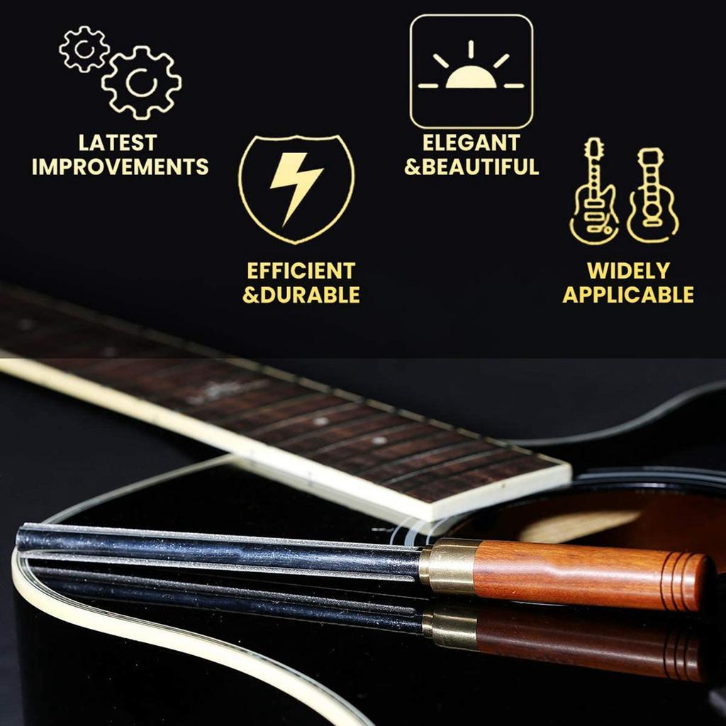 Guitar Fret Crowning Tool Fret File Dressing with Narrow/Medium/Wide 3 Edges Guitar Repairing & Luthier Tool Wood Handle