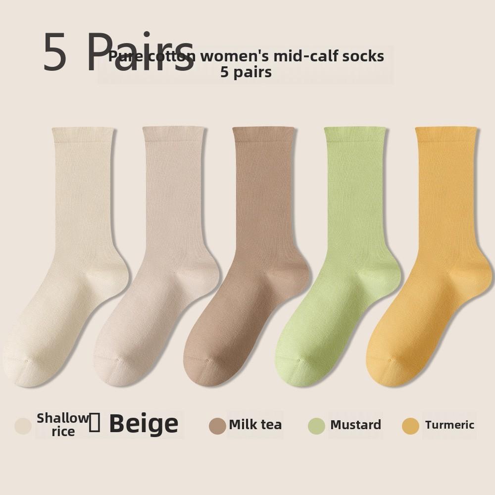 

5 пар женских бесшовных дезодорирующих весенне-осенних гольфов до середины икры 5 pairs