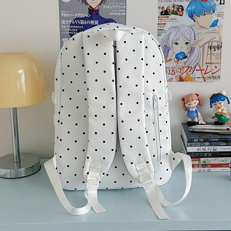 Dot Print Girls Backpack Junior High School Student Lightweight Schoolbag