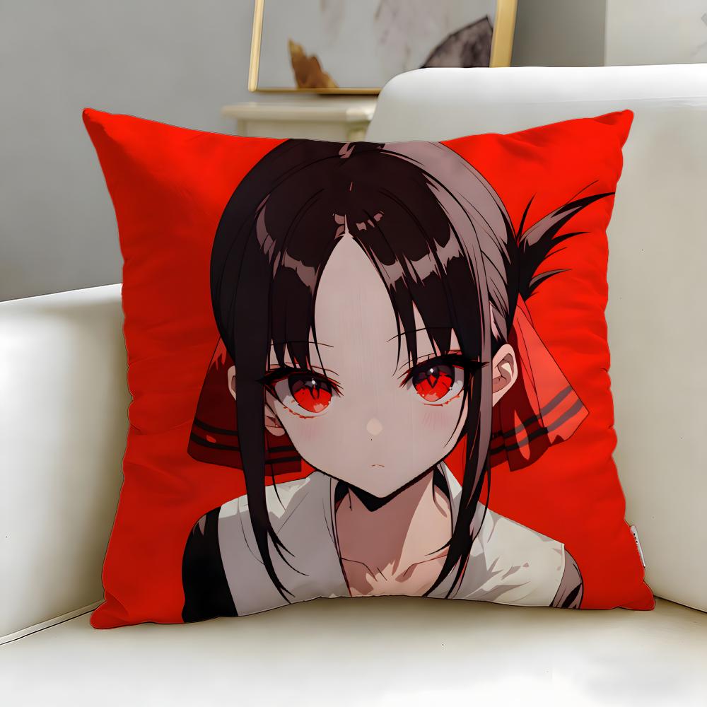 anime Kaguya-sama Love Is War Cushion Cover Soft & Easy-Wash Pillow Case – Versatile for Couch, Bed, Travel and Office
