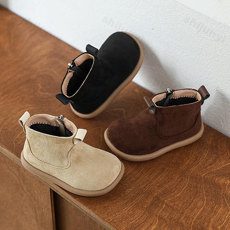 Kids Ankle Boots Autumn Children Casual Shoes Baby Boys Girls Suede Outdoor Anti-slip Short Boots Zipper Retro High Top Shoes