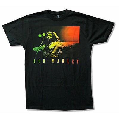 Herren Bob Marley Arme Offen Porträt Foto T-Shirt Klein Schwarz