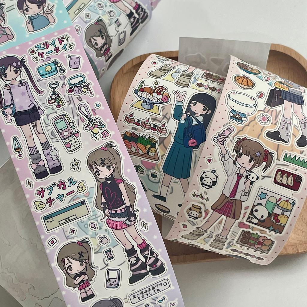 35Cm Cute Tape For Scrapbooking Cute Cartoon Sticker Roll Girls' Daily Life Diy Mobile Phone Luggage Motorcycle Notebook