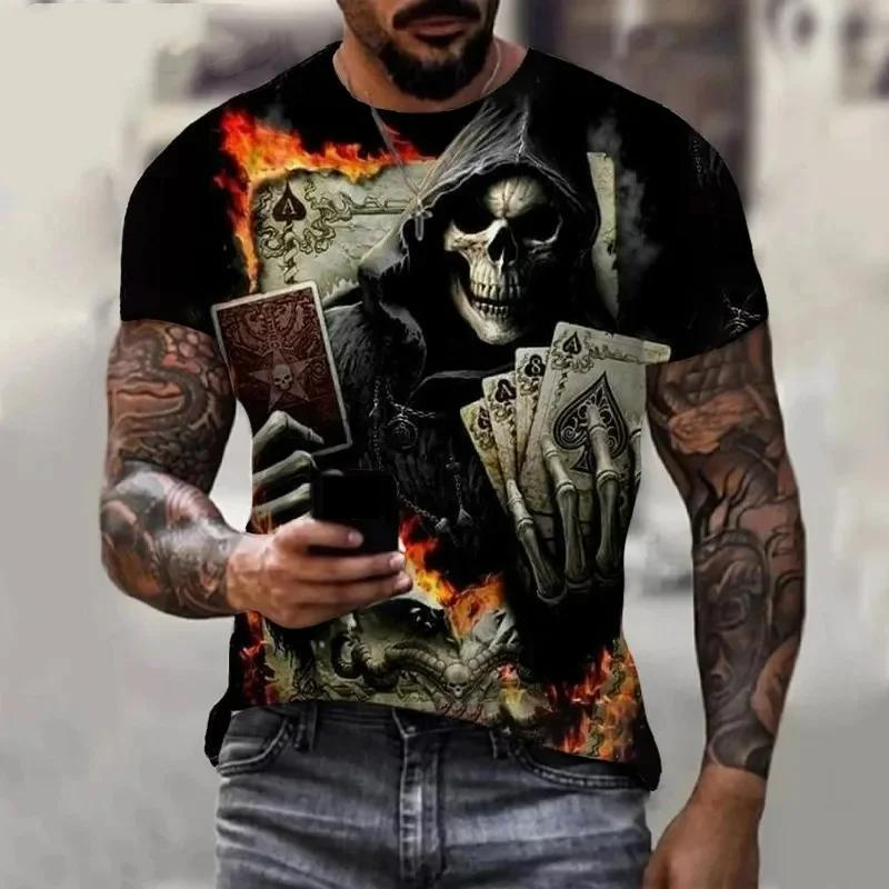 Мужские футболки Terror Skulls с 3D принтом скелета в стиле ужасов — фото 10