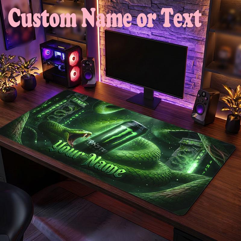 Tappetino per Mouse Personalizzato con Nome Testo Monster Energy, Tappetino Grande per Scrivania, Regalo Personalizzato per Ufficio di Casa