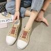 Large Size Women's Shoes New Elastic Round Head Canvas Shoes Women Casual Flat Single Shoes