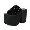 Fashion 13cm Chunky Heel Sandals For Women Black Platform Open Toe Slippers Punk High Heels Slippers Summer Sequin Shoes Sandalias Mujer