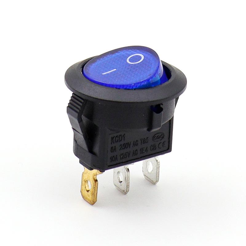 KCD1 Round 20mm Power Rocker Switch with Light, Multi-Position, 2/3/4 Pins