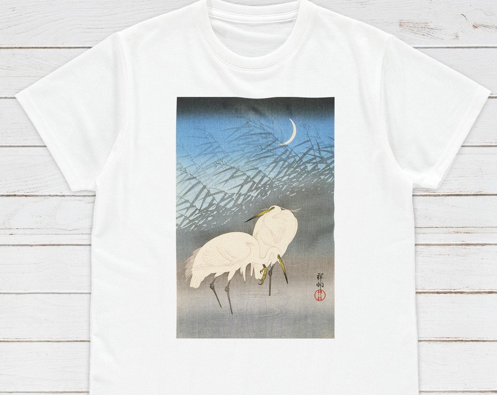 Japanese Ukiyo-e Bird T-Shirt, Ohara Koson Woodblock Art M