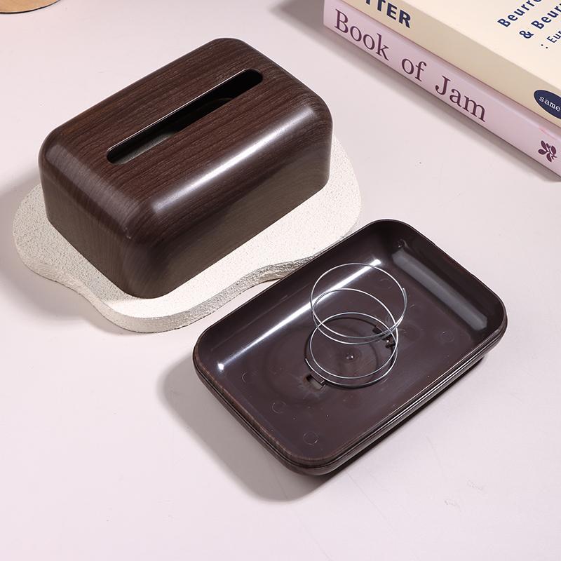 1Pc Retro Imitation Wood Tissue Box Living Room Paper Box Table Desktop Storage Bathroom Home Decoration Tissue Case