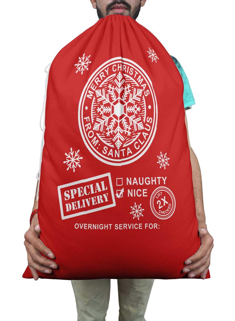 Printtoo 2 Pcs Santa Gift Sack for Kids Presents Xmas Bag Christmas Sack Personalized Bags 27x20 Inch