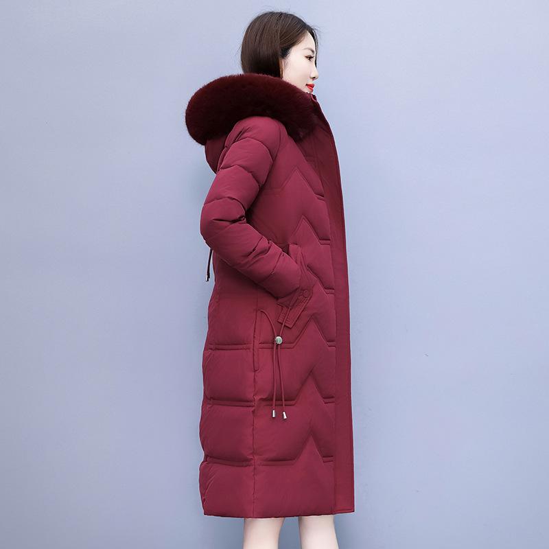 Down cotton-padded clothes women's new winter long over-knee thickened cotton-padded clothes slim and thin cotton-padded jacket