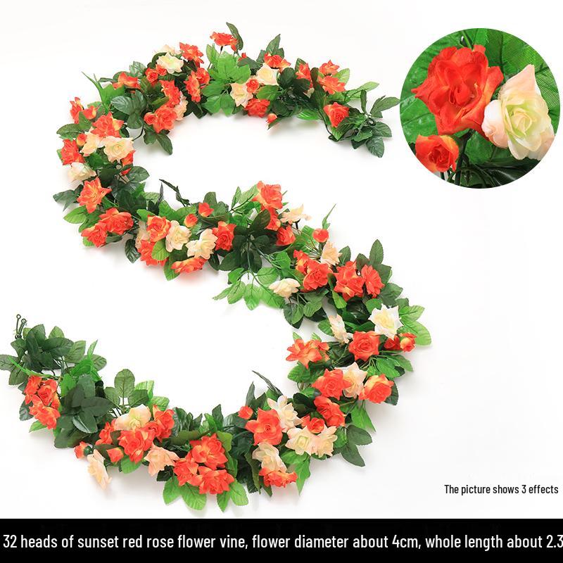 Artificial Rattan Vines for Pipe and Ceiling Decoration - Fake Green Leaves