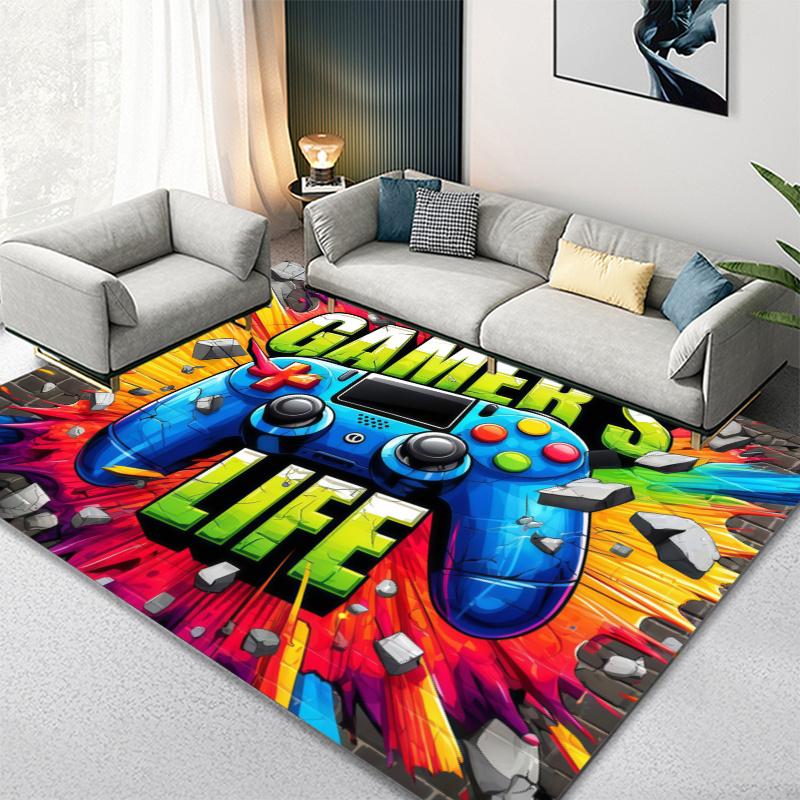 Gamepad Teppich für Wohnzimmer Schlafzimmer Zuhause Sofadekoration, Kinder spielen Rutschfeste Bodenmatte