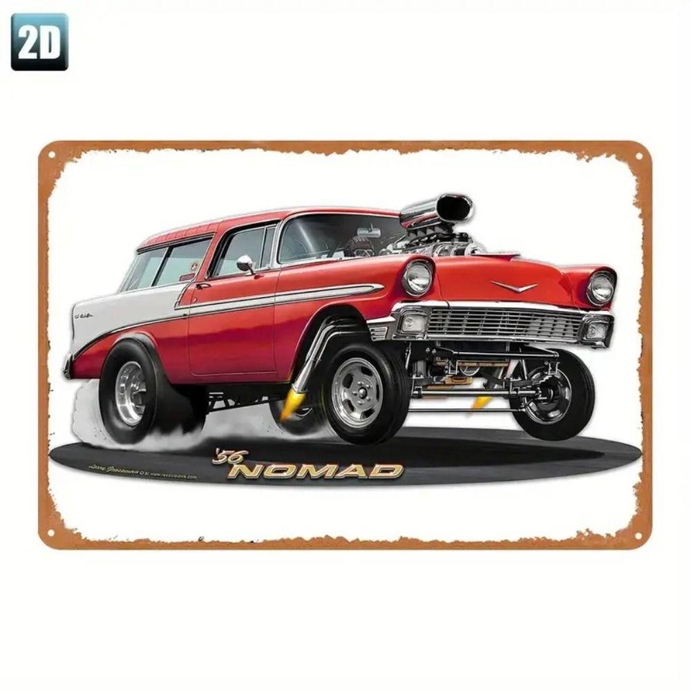 Vintage Metal Car Sign Decor Gift For Auto Lovers Garage Wall Art