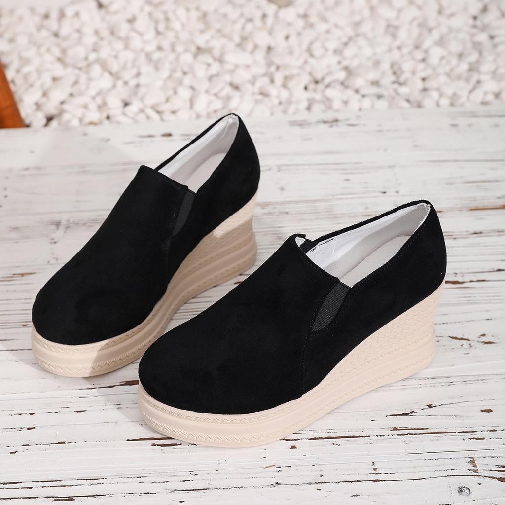Wedge Heel Deep Shoes Women's 2025 Autumn New Platform Muffin Plus-size Shoes