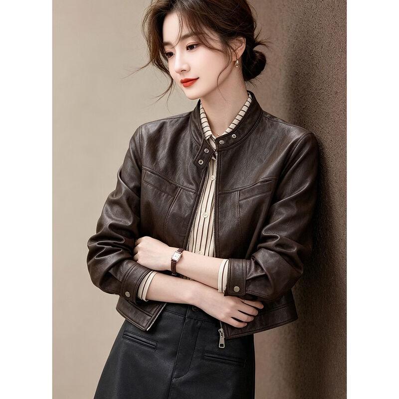 D.F.DEAR Women's Retro Stand Collar Short Jacket