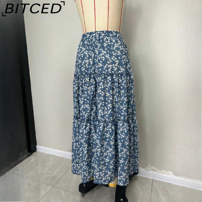 BITCED Women's Fashion Casual Floral Print Summer Spring Skirt