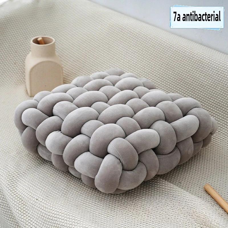 Plush Pillow Knot Hand-made Cushion Square Nordic Aesthetic Stuffed Pillow Office Chair Decorative for Sleeping Back Comfort