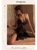 Manyan Sexy Deep V Lace See-Through Split Nightdress with Lace-Up Sling - Style 9105