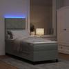 LED Box Spring Bed with Headboard Light Gray 80 X 200 Cm Velvet