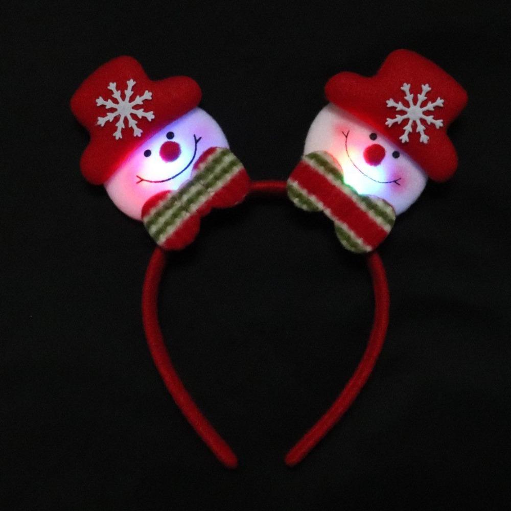 Snowman Christmas LED Headband Red Santa Hairband Snowman LED Light Headband  New Year's Eve