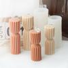 Geometry Gear Cylinder Spiral Candle Mold Long Rod Grooved Pillar Silicone Molds Classic Wax Candle Frame Casting Swirl Shaped