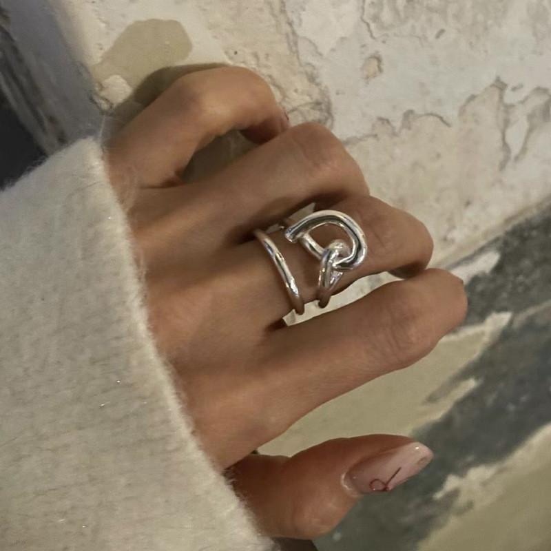 Unique Korean Design Minimalist Double Layer Knot Ring For Women In Trendy Styles