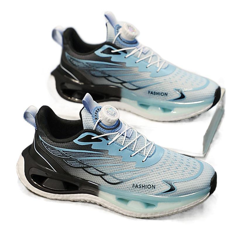 Summer men's shoes running new shock absorption rotating teen button sneakers popcorn sports running shoes