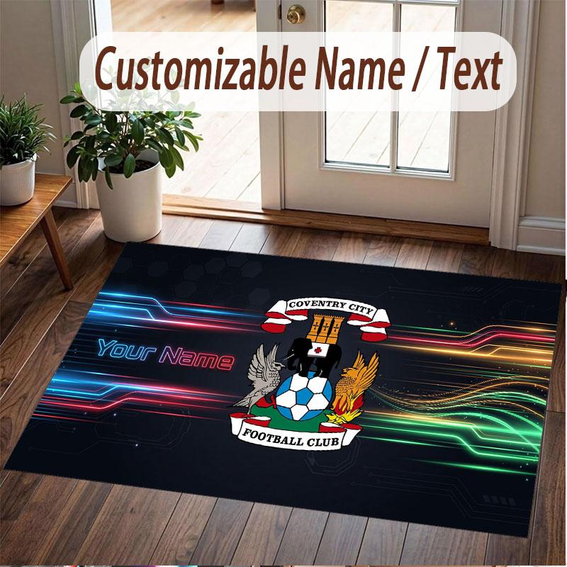 Custom Rug Coventry City Pattern Print Name Text Soft Non‑Slip Floor Carpet for Home Indoor Decoration