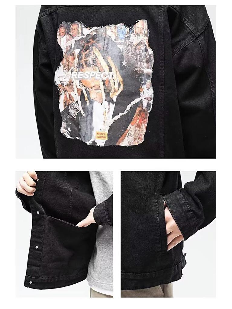 Men's Japanese Retro Denim Jacket - Turn-Down Collar, Loose Fit, American Street Style, Spring/Autumn Casual Workwear