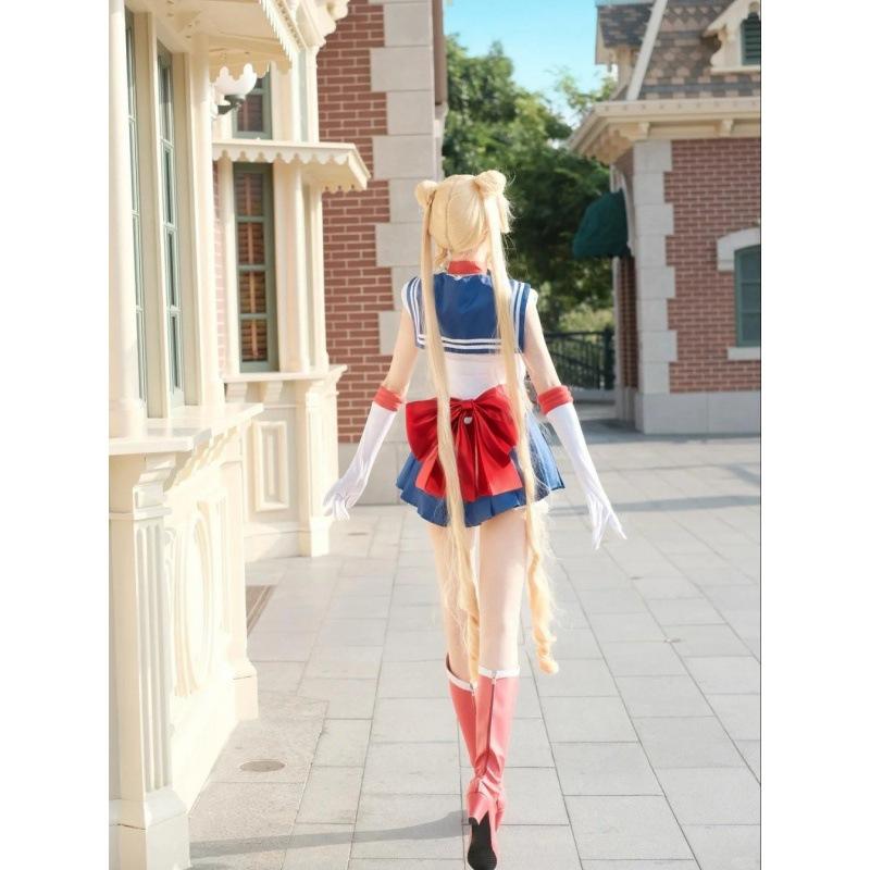 Anime Sailor Moon Cosplay Costume Tsukino Usagi Uniform Dress Outfits Wig Role Play for Women Girls Carnival Party Set