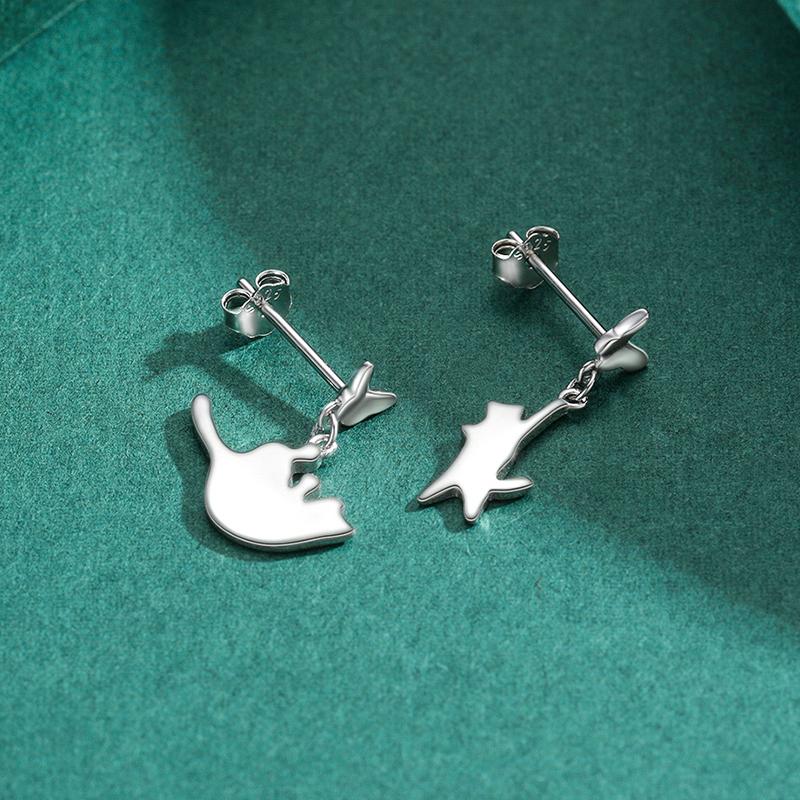 MODIAN 925 Sterling Sølv Søt Spille-Katt Øredobber For Kvinner Dyr Ørestifter Smykker Festtilbehør