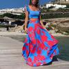 1011 Neues Sommer-Boho-Langarmkleid für Damen, Europäisch und Amerikanisch, Sexy Bedrucktes Ärmelloses Kleid, Zweiteiliges Set