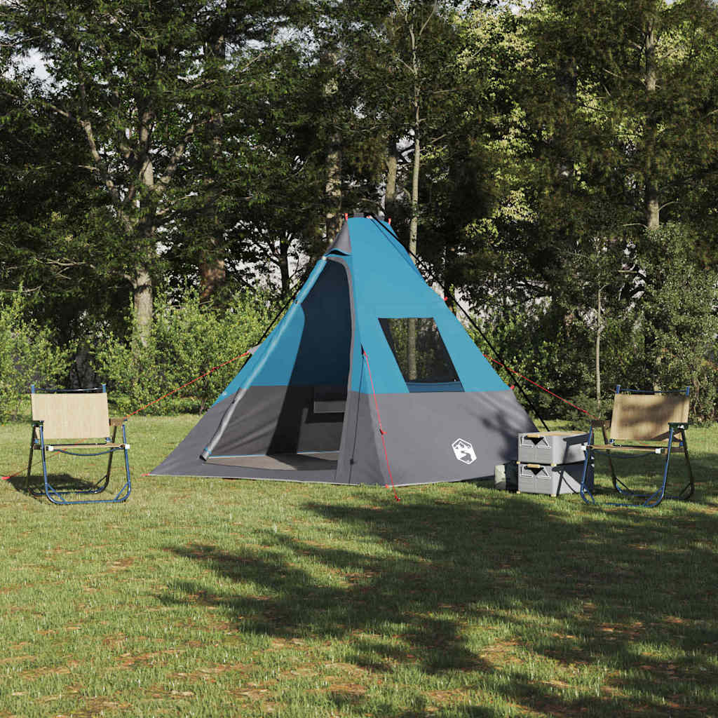Tipi Tent with Roof and Storage Blue 383 x 338 x 217 cm Taffeta