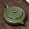 170CC Handgefertigter Grüner Schlamm Kessel Yixing Lila Ton Handgeschnitzte Flache Morgen Teekanne Puer Tee Set Kung Fu Teegeschirr Chinesisch 1Stk 24082