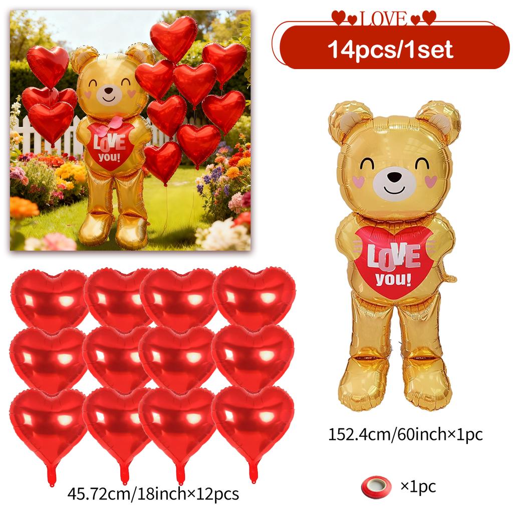 Embrace Love Bear Balloon Set with 18 inch Love Aluminum Film Balloon Valentine's Day, Anniversary, Wedding, Birthday Decoration