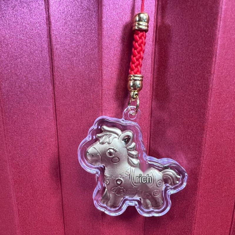 2026 Year of the Horse 999 Pure Gold Keychain Zodiac Horse Phone Pendant Bag Charm Gift