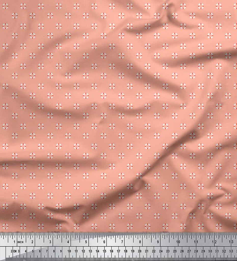 Soimoi Japan Crepe Satin Fabric Swimming Ring Small Printed Craft Fabric by the metre 42 Inch