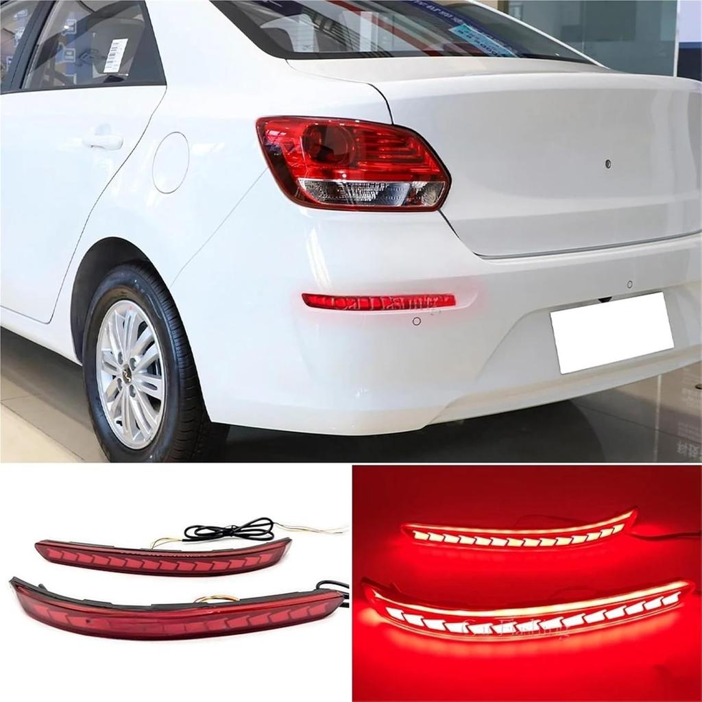 Compatible With KIA Pegas Soluto 2017-2023 LED Rear Bumper Light Rear Fog Lamp Turn Signal Brake Light Reflector(Red Cover)