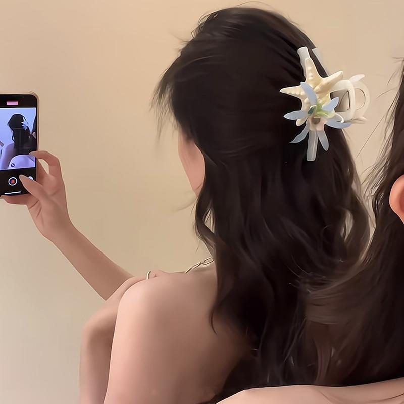 

Ocean Series Hair Clip Eternal Flower Starfish Shark Clip Headwear Seaside Tourism Vacation Photography Hair Accessories