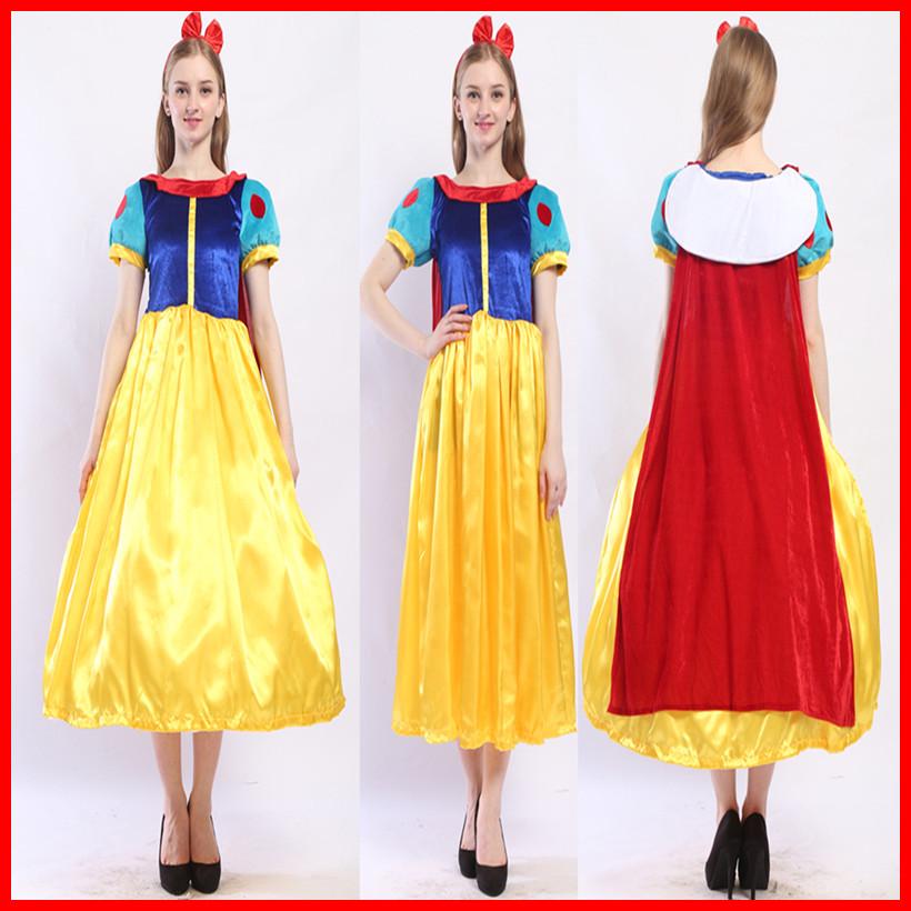 European & American Halloween Snow White Adult Stage Costume with Cape & Petticoat