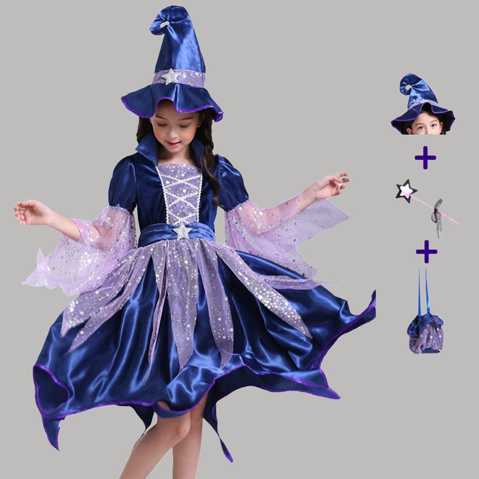 Children s Clothing Girls  Cosplay Witch Costume Performance Dress  Gown 100 синий
