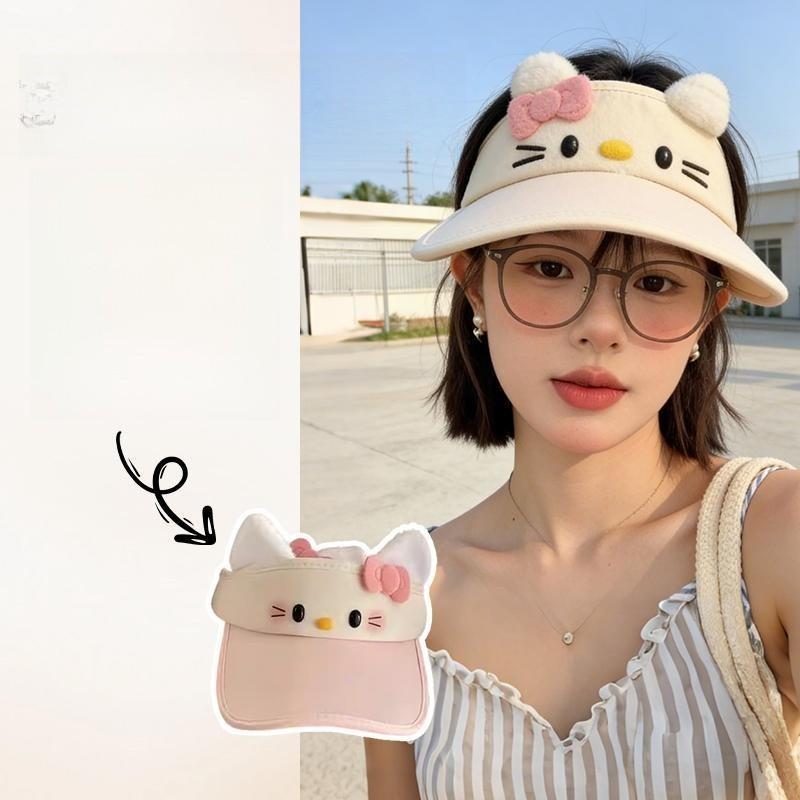 Hellokitty Sun Protection Hat With Wide Brim For Girls Summer Sunshade Cap