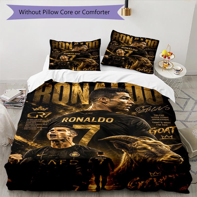 Ronaldo's Player Purple Kit Bedding Set, Breathable Duvet Cover with Pillowcases, Soft Bed Linen for Bedroom Home Decoration, Perfect Festival Birthda