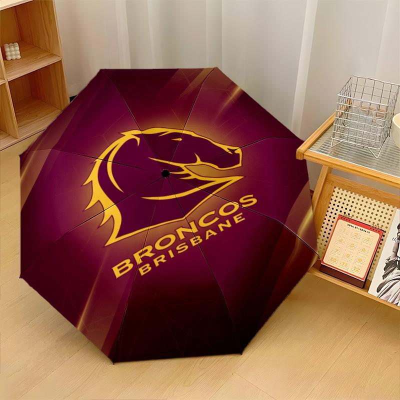 Brisbane Broncos Print Auto 8?Ribs Folding Umbrella Wind Resistant Lightweight Automatic Umbrella For Daily Travel