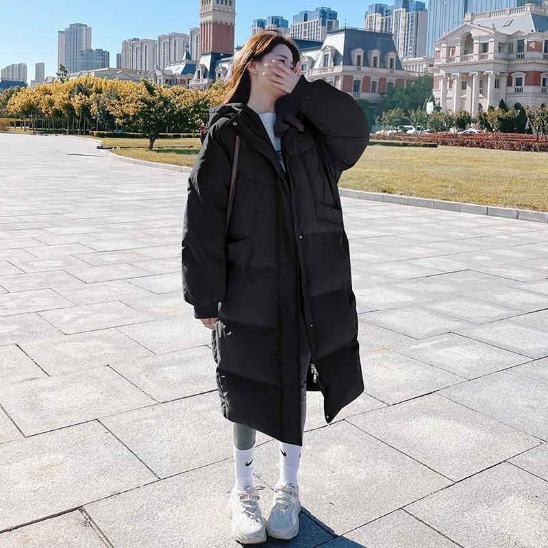 Down cotton-padded jacket for women's winter new loose small thickened long knee-padded jacket for women